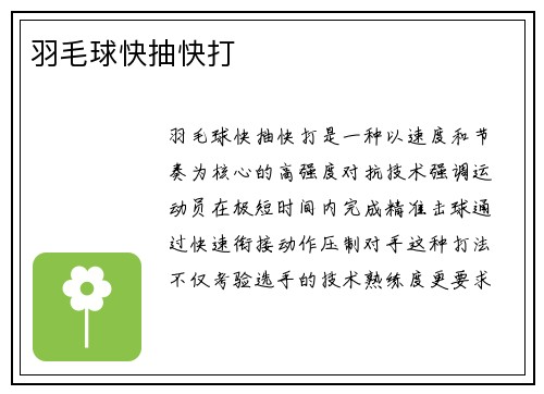 羽毛球快抽快打